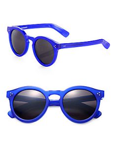 Illesteva Leonard Round Acetate Sunglasses   Blue