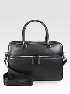 Salvatore Ferragamo Los Angeles Leather Briefcase   Black