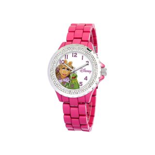 Disney Muppets Womens Pink Enamel Watch with Crystals