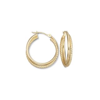 14K Yellow Gold 25mm Spiral Hoop Earrings, Womens