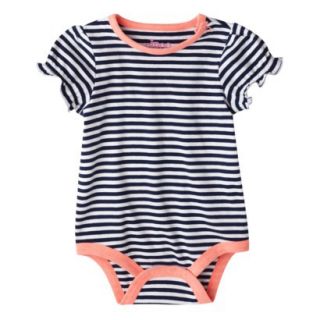 Circo Newborn Infant Girls Short sleeve Striped Bodysuit   Navy 12 M