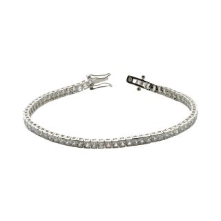 Bridge Jewelry Silver Plated Cubic Zirconia Princess Tennis Bracelet