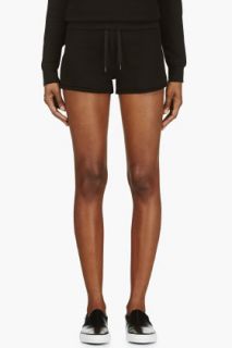 T By Alexander Wang Black Terry Lounge Shorts