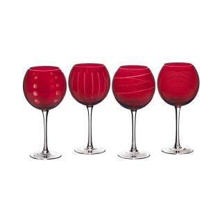 Mikasa Cheers Ruby Set of 4 Balloon Wine Glasses