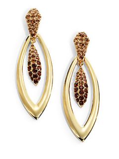 Pave Crystal Torpedo Earrings   Gold