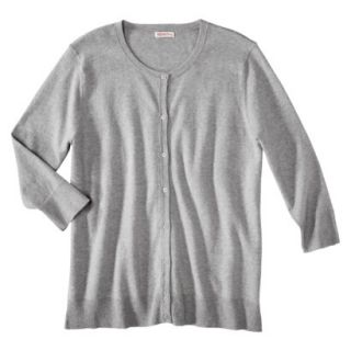Merona Womens Plus Size 3/4 Sleeve Crew Neck Cardigan Sweater   Gray 2
