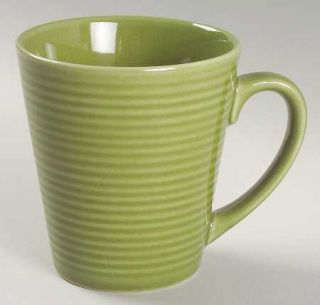 Gorham True Colors Olive Mug, Fine China Dinnerware   All Green,Embossed Rings,N
