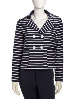 Striped Double Breasted Jacket, Navy/White