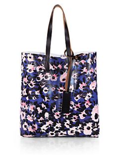 Marni Flower Print Shopping Bag   Bluette