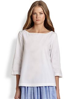 Suno Cotton Boatneck Top   White