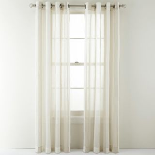 MARTHA STEWART MarthaWindow Bluff Stripe Grommet Top Sheer Panel, Spa Linen