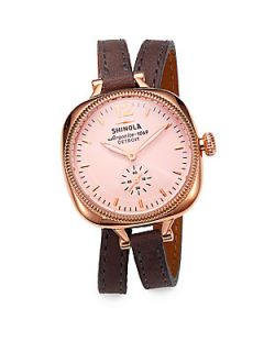 Shinola Golmesky Rose Goldtone PVD Stainless Steel & Leather Double Wrap Watch  