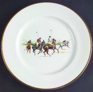 Ralph Lauren Polo Scene Salad Plate, Fine China Dinnerware   Bone, Men Playing P