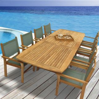 Royal Teak 96   120 in. Family Rectangle Extension Captiva Patio Dining Set  