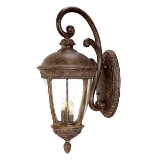 Fleur de lis Collection Wall mount 3 light Outdoor Black Coral Light Fixture With Line Switch