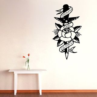 Rose With Sword Vinyl Wall Decal (Glossy blackEasy to applyDimensions 25 inches wide x 35 inches long )