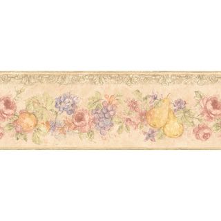 Brewster Beige Fruit Floral Border Wallpaper (PeachDimensions 7 7/8 inches x 15 feetBoy/Girl/Neutral NeutralTheme FruitsMaterials Solid sheet vinylNumber if a Set OneCare instructions ScrubbableHanging Instructions Prepasted )