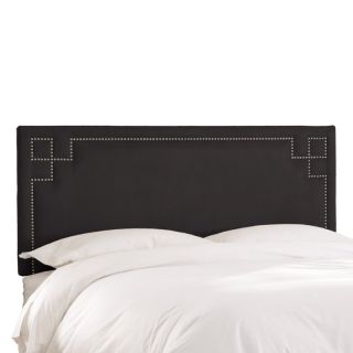 Skyline Geometric Nail Button Upholstered Headboard Premier Charcoal   593GN 