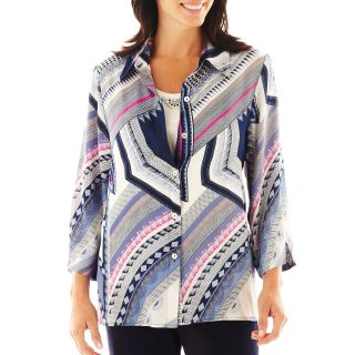 Alfred Dunner Sweet Temptations Geometric Layered Blouse