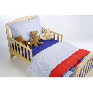 American Baby Company Toddler Bedding Set   Chambray Blue & Red Patchwork   1460