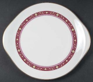 Royal Doulton Minuet Handled Cake Plate, Fine China Dinnerware   Bone,Red Inner