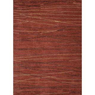 Classic Rust Modern Geometric Wool/silk Tufted Rug (2 X 3)