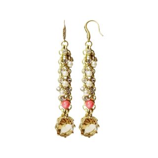 ZOË + SYD Coral & Pearlescent Chain Dangle Earrings, Womens