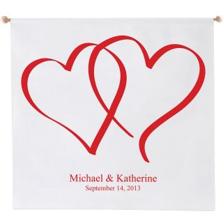Heart Design Personalized Wedding Banner, Red
