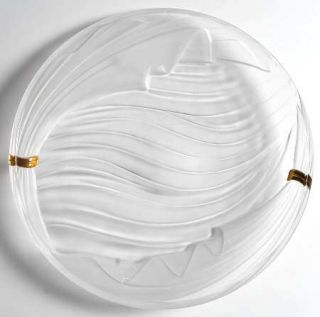 Sasaki Charade Clear Round Platter   Clear, Frosted Stem 24k Gold Accent