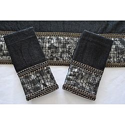 Sherry Kline Its A Croc Black Decorative 3 piece Towel Set