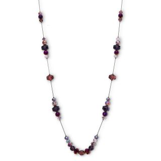 Purple Glass Bead Station Necklace