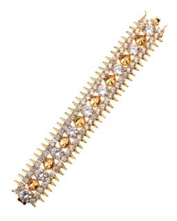 18k Gold Plated Spike Bracelet with Crystals