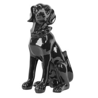 Black Ceramic Sitting Dog (BlackDimensions 13.19 inches high x 8.27 inches wide x 6.3 inches deep CeramicColor BlackDimensions 13.19 inches high x 8.27 inches wide x 6.3 inches deep)