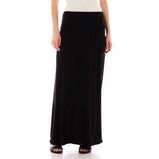 A.N.A Fold Over Maxi Skirt   Petite, Black