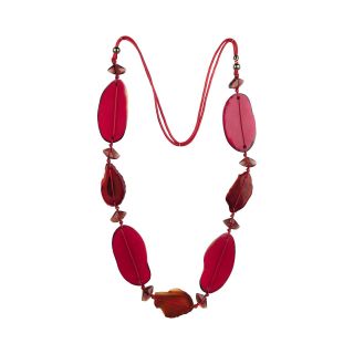 Designs by Adina Red Resin & Glass Necklace, Womens