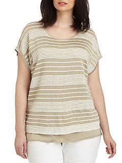 Pintucked Stripe Tunic   Champagne