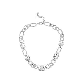 Worthington Silver Tone Crystal Link Necklace, Gray