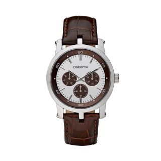 CLAIBORNE Mens Brown Leather Strap Watch
