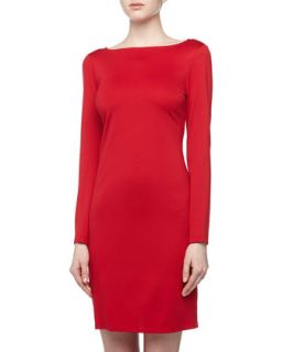 Long Sleeve Ponte Sheath Dress, Red