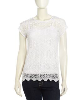 Lace Pullover w/ Tank, White