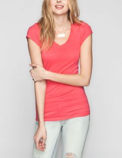 V Neck Womens Tee Hot Pink In Sizes Large, Medium, Small For Women 22875