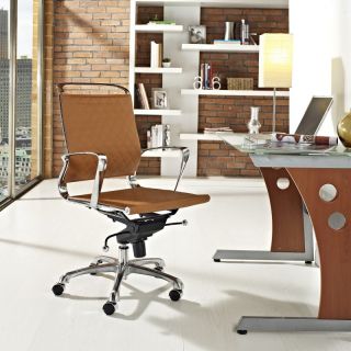 Modway Vibe Modern Leather Mid Back Office Chair Tan   EEI 227 TAN