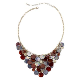 Multicolor Mixed Media Disc Bib Necklace, Brown