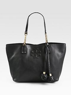 Tory Burch Thea Small Leather Tote   Black