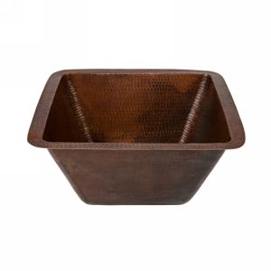 Premier Copper Products BS15DB2 Universal 15 Square Hammered Copper Bar Sink
