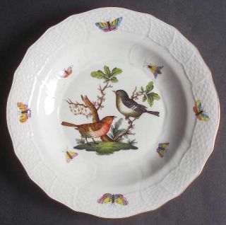 Herend Rothschild Bird (Ro) Dessert/Pie Plate, Fine China Dinnerware   Bird, Flo