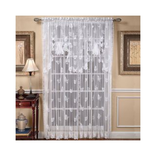 Butterfly Lace Rod Pocket Curtain Panel, White