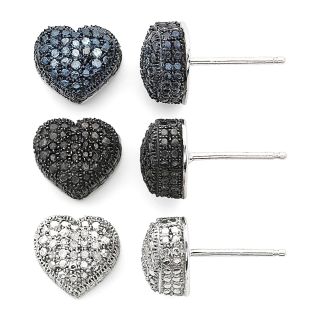 1/4 CT. T.W. Diamond Hearts 3 Pc. Earrings Set