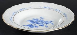 Gibson Designs Blue Rose Rim Soup Bowl, Fine China Dinnerware   Blue Roses & Lea