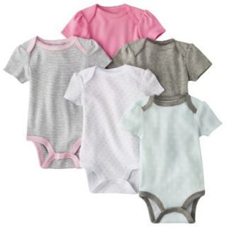 Circo Newborn Girls 5 Pack Short sleeve Bodysuit   Pink/Grey 0 3 M